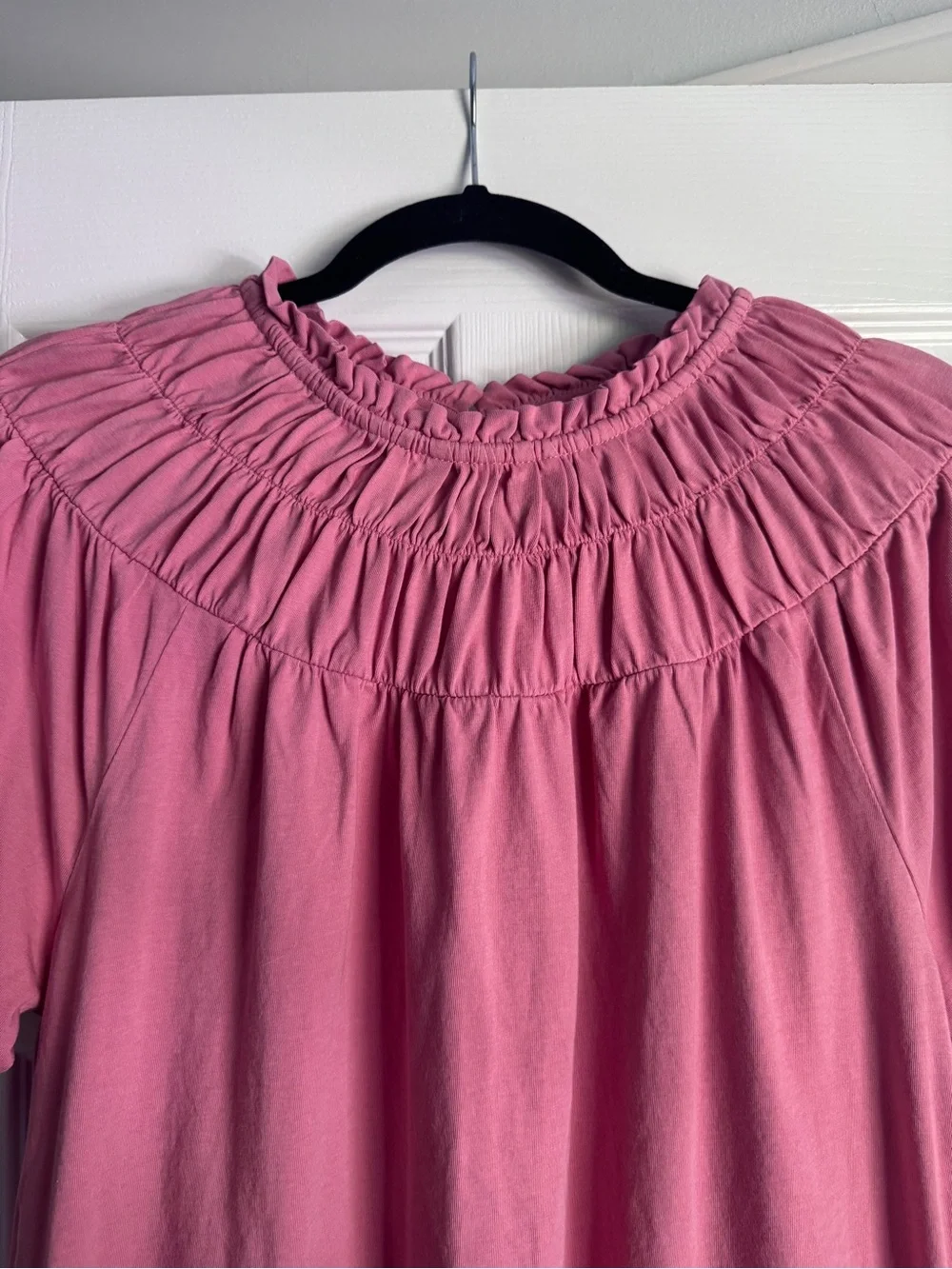 JCrew Smocked Yoke Short Sleeve Top, Pink Shirt, Feminine Top for Summero